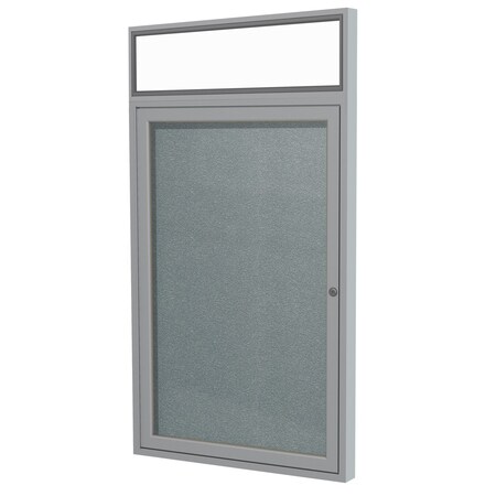 Ghent Enclosed Bulletin Board, 1 Door, Vinyl, Hdlnr Frame, 3 ft H x 2 ft W, Stone PAVX2-199